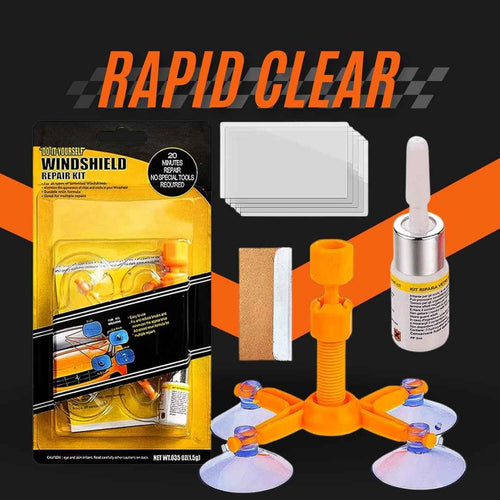 KIT CON LÍQUIDO RESTAURADOR DE PARABRISAS | RAPID CLEAR™